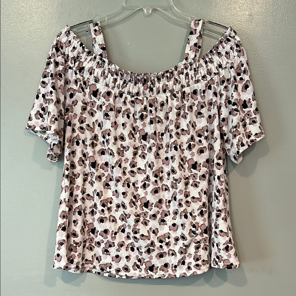 MELLODAY Smocked Puff Sleeve Blouse in Pink and Black